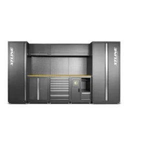 XTLINE Modulární dílenský set „D“ s pracovní deskou a úložnými prostory 11 dílů, 3520 × 530 × 1960 mm - Zlevněno